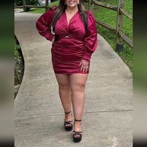 Burgundy/wine ruched dress